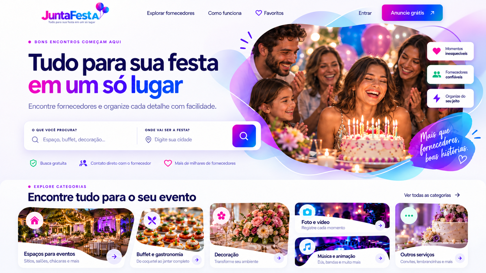 Família e amigos celebrando um aniversário ao redor do bolo